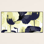 Dark Blue and Light Yellow Poppies On A White Background Fall Mood #decor #society6 #buyart Desk Mat Gallery Image 3
