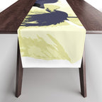 Dark Blue and Light Yellow Poppies On A White Background Fall Mood #decor #society6 #buyart Table Runner Gallery Image 1