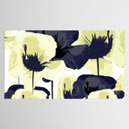 Dark Blue and Light Yellow Poppies On A White Background Fall Mood #decor #society6 #buyart Tablecloth Gallery Image 2