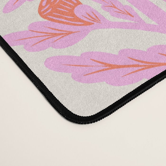 Pink and Red Flower Block Print Illustration Desk Mat Gallery Image 4