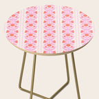 Pink and Red Flower Block Print Illustration Side Table Gallery Image 2