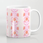 Pink and Red Flower Block Print Illustration Coffee Mug Gallery Image 1