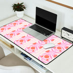 Pink and Red Flower Block Print Illustration Desk Mat Gallery Image 2