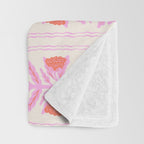 Pink and Red Flower Block Print Illustration Throw Blanket Gallery Image 3