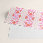 Pink and Red Flower Block Print Illustration Wrapping Paper Gallery Image 2