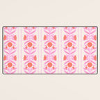 Pink and Red Flower Block Print Illustration Desk Mat Gallery Image 3