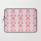 Pink and Red Flower Block Print Illustration Laptop Sleeve Gallery Image 1
