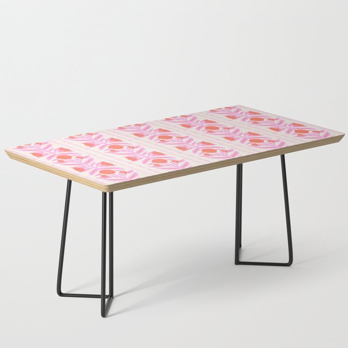 Pink and Red Flower Block Print Illustration Coffee Table Gallery Image 1