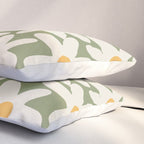 Daisy Time Retro Floral Pattern Sage Green Beige Mustard Pillow Sham Gallery Image 3