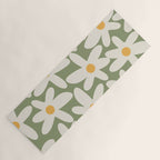 Daisy Time Retro Floral Pattern Sage Green Beige Mustard Yoga Mat Gallery Image 1