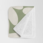 Daisy Time Retro Floral Pattern Sage Green Beige Mustard Throw Blanket Gallery Image 3