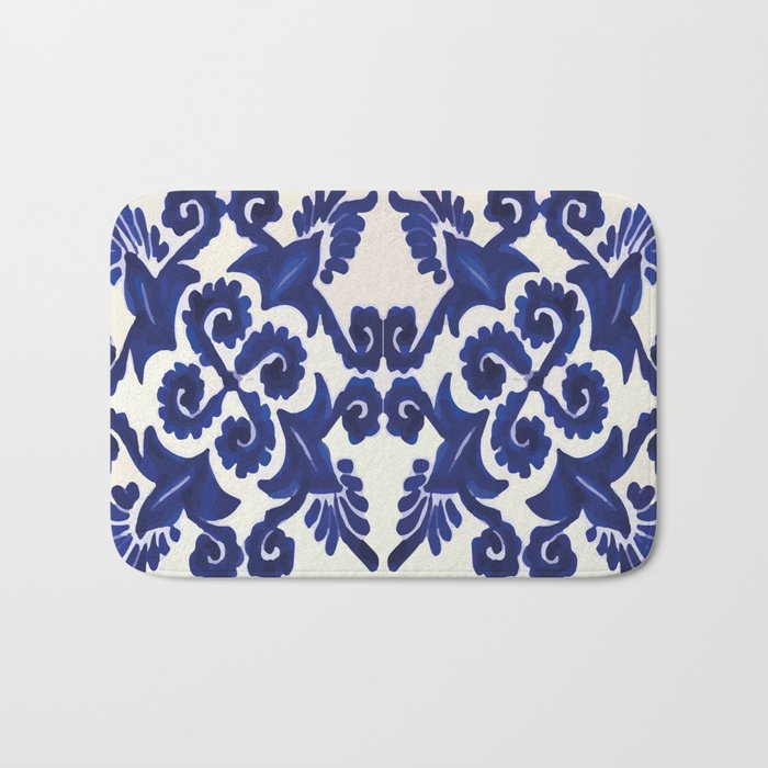 Talavera mexican tile traditional blue ceramic mosaic Bath Mat Gallery Image 1