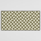 Warped Checkerboard - Olive Green Desk Mat Gallery Image 3