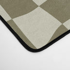 Warped Checkerboard - Olive Green Desk Mat Gallery Image 4