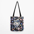 Spaceman Fungi Planets - black Tote Bag Gallery Image 2