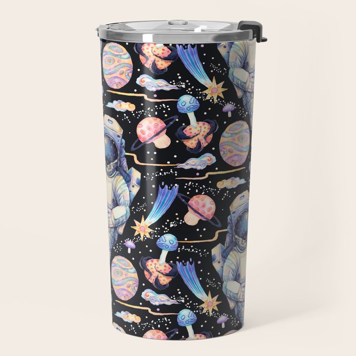 Spaceman Fungi Planets - black Travel Mug Gallery Image 2