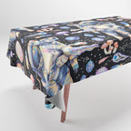 Spaceman Fungi Planets - black Tablecloth Gallery Image 1