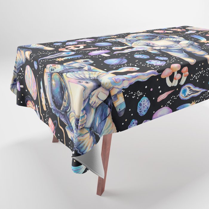 Spaceman Fungi Planets - black Tablecloth Gallery Image 1