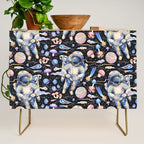 Spaceman Fungi Planets - black Credenza Gallery Image 1
