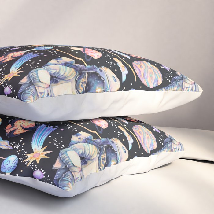 Spaceman Fungi Planets - black Pillow Sham Gallery Image 3