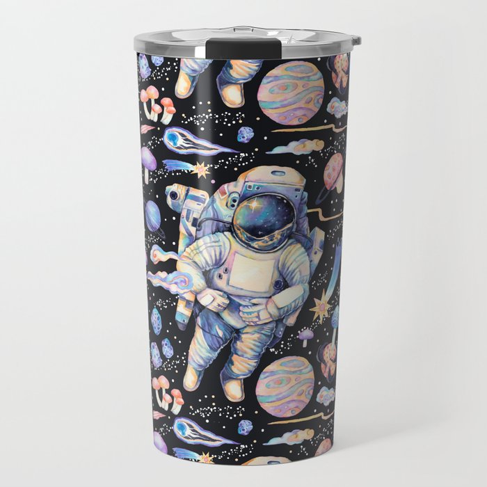 Spaceman Fungi Planets - black Travel Mug Gallery Image 1