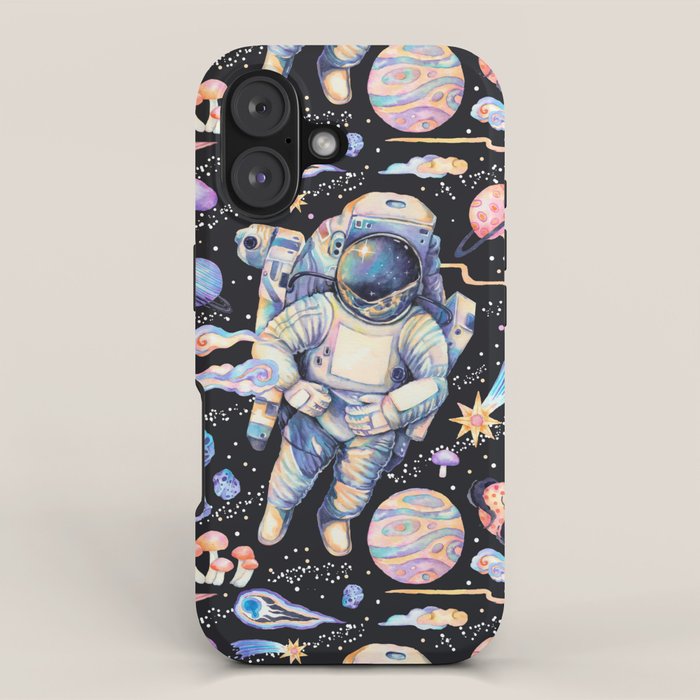 Spaceman Fungi Planets - black iPhone Case Gallery Image 1
