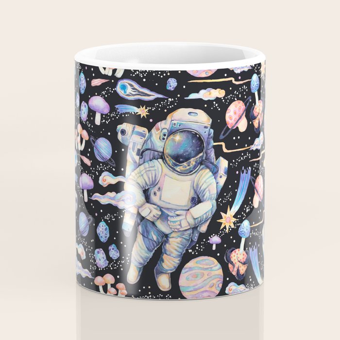 Spaceman Fungi Planets - black Coffee Mug Gallery Image 4