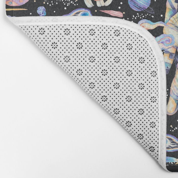 Spaceman Fungi Planets - black Bath Mat Gallery Image 2