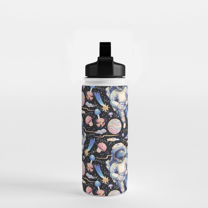 Spaceman Fungi Planets - black Water Bottle Gallery Image 2