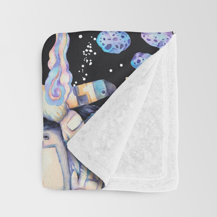 Spaceman Fungi Planets - black Throw Blanket Gallery Image 3