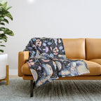Spaceman Fungi Planets - black Throw Blanket Gallery Image 1