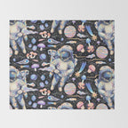 Spaceman Fungi Planets - black Throw Blanket Gallery Image 2