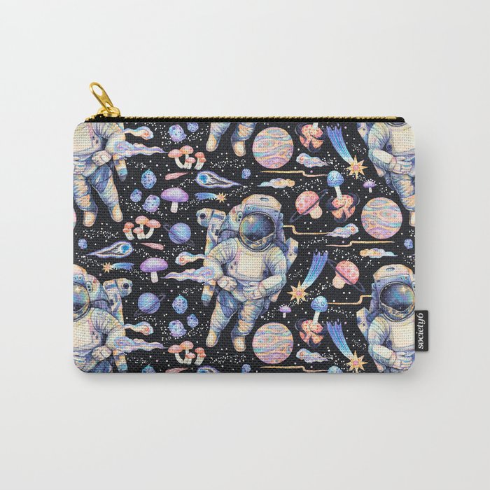 Spaceman Fungi Planets - black Carry All Pouch Gallery Image 1