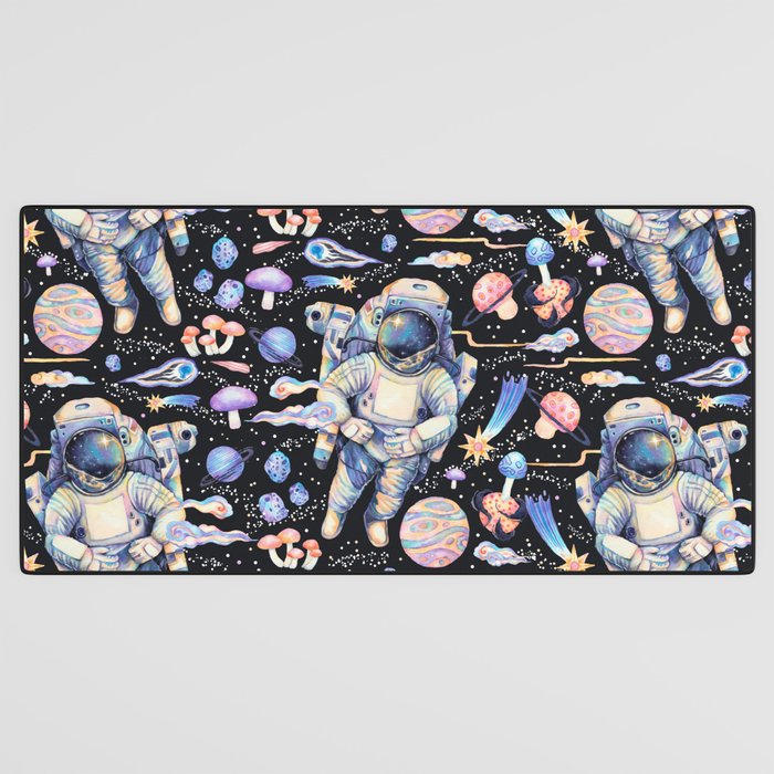 Spaceman Fungi Planets - black Desk Mat Gallery Image 3
