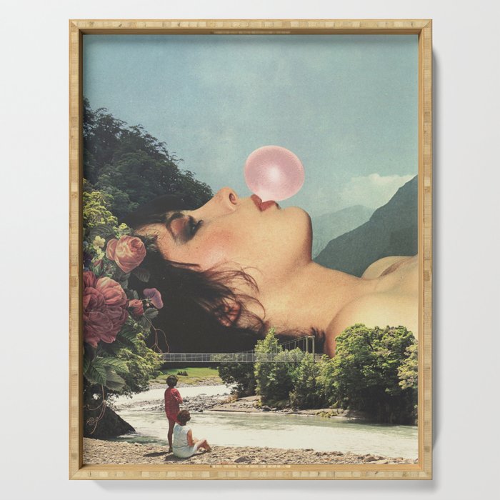 Bubble gum girl Serving Tray Gallery Image 1