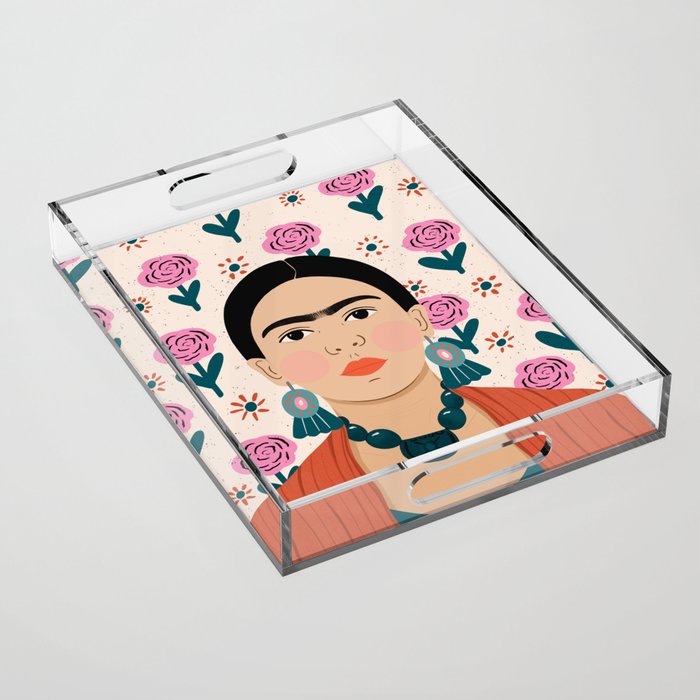 Frida Kahlo Portrait Acrylic Tray Gallery Image 1