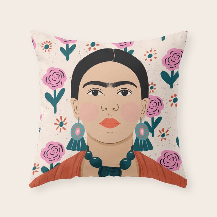 Frida Kahlo Portrait Throw Pillow Gallery Image 6