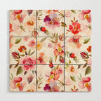 Hygge Watercolor Midsummer Dogroses Pattern  Wood Wall Art Gallery Image 1