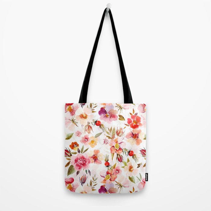 Hygge Watercolor Midsummer Dogroses Pattern  Tote Bag Gallery Image 2