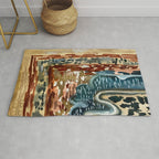 Vintage Kilim Rust and Indigo Handpainted Rug Square Rug Gallery Image 1