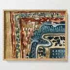 Vintage Kilim Rust and Indigo Handpainted Rug Square Serving Tray Gallery Image 1