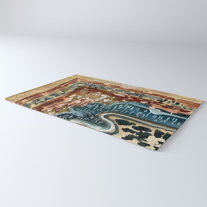 Vintage Kilim Rust and Indigo Handpainted Rug Square Rug Gallery Image 3