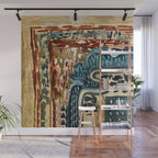 Vintage Kilim Rust and Indigo Handpainted Rug Square Wall Mural Gallery Image 1