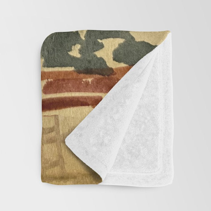 Vintage Kilim Rust and Indigo Handpainted Rug Square Throw Blanket Gallery Image 3