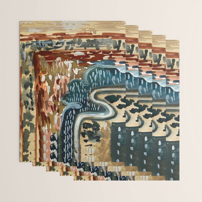 Vintage Kilim Rust and Indigo Handpainted Rug Square Wrapping Paper Gallery Image 3