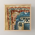Vintage Kilim Rust and Indigo Handpainted Rug Square Mini Art Print Gallery Image 1