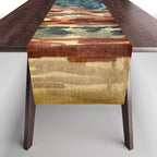 Vintage Kilim Rust and Indigo Handpainted Rug Square Table Runner Gallery Image 1