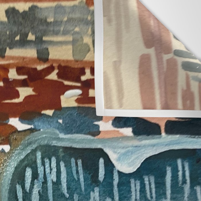 Vintage Kilim Rust and Indigo Handpainted Rug Square Wall Tapestry Gallery Image 3