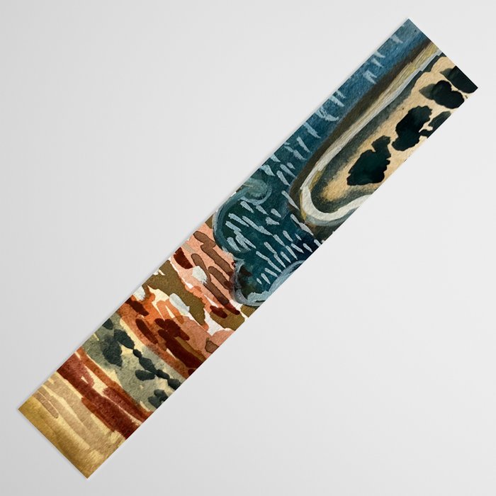 Vintage Kilim Rust and Indigo Handpainted Rug Square Table Runner Gallery Image 3