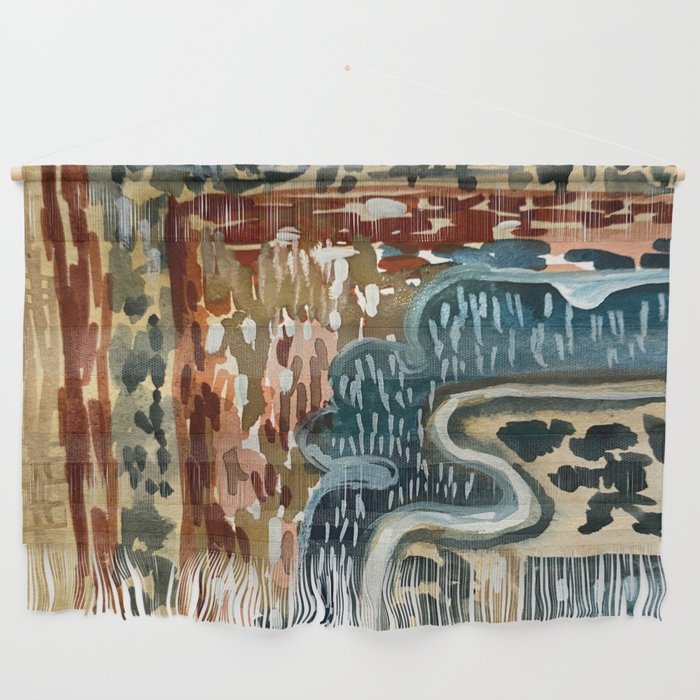 Vintage Kilim Rust and Indigo Handpainted Rug Square Wall Hanging Gallery Image 1